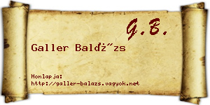 Galler Balázs névjegykártya