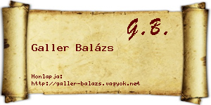 Galler Balázs névjegykártya